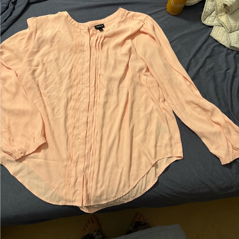 Torrid light Pink Long Sleeve Relaxed Blouse